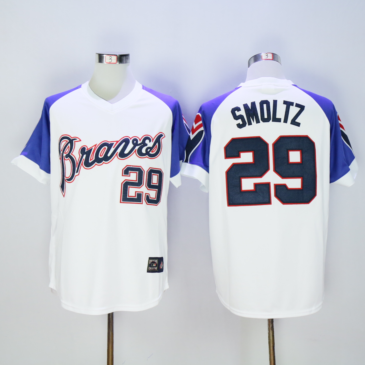 Men Atlanta Braves #29 Smoltz White Throwback 1973 MLB Jerseys